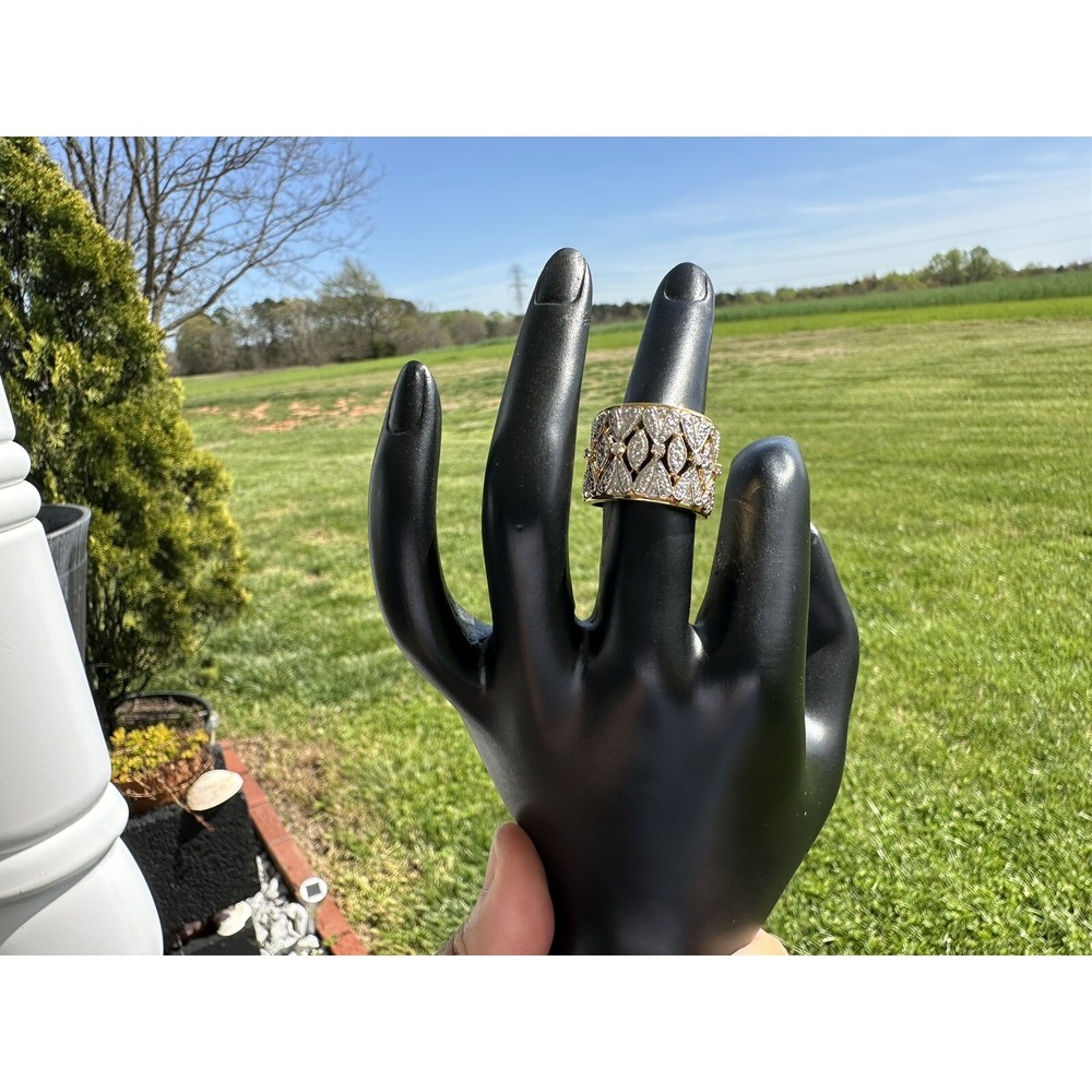 New‎ Technibond Ring crystal Gold Plated 925 Silver Size 5.5